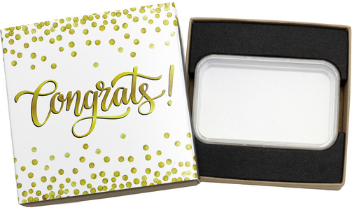 SilverTowne Natural Kraft Paper Gift Box with Congrats! Gold Confetti Box Sleeve